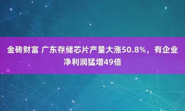 金砖财富 广东存储芯片产量大涨50.8%，有企业净利润猛增49倍