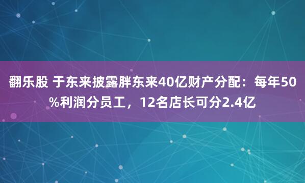 翻乐股 于东来披露胖东来40亿财产分配：每年50%利润分员工，12名店长可分2.4亿